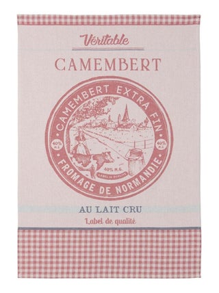 Torchon imprimé en jacquard de coton, VERITABLE CAMEMBERT