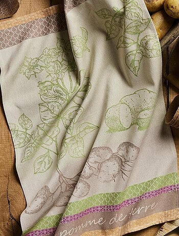 Torchon imprimé en jaquard de coton, POMME DE TERRE