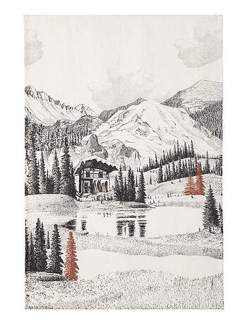 Torchon imprimé en lin, PAYSAGE MONTAGNARD