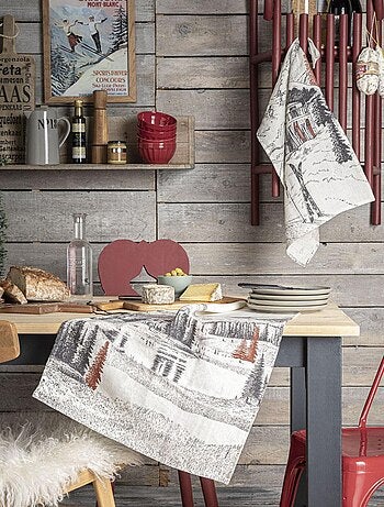 Torchon imprimé en lin, PAYSAGE MONTAGNARD