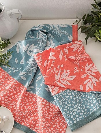 Torchon jacquard de coton, FEUILLAGE