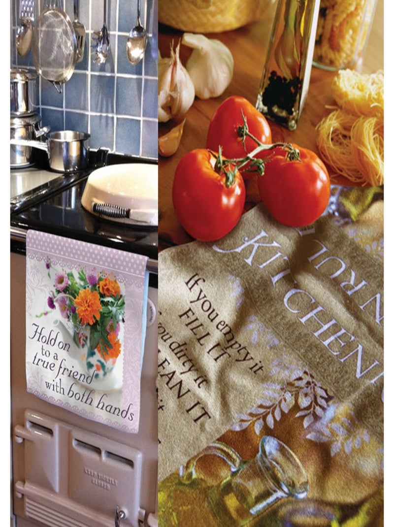 Torchon microfibre à message Rose - Kiabi