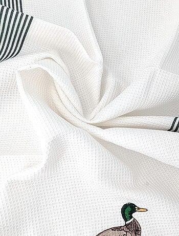 Torchon nid d'abeille WAFFLE brodé Canard