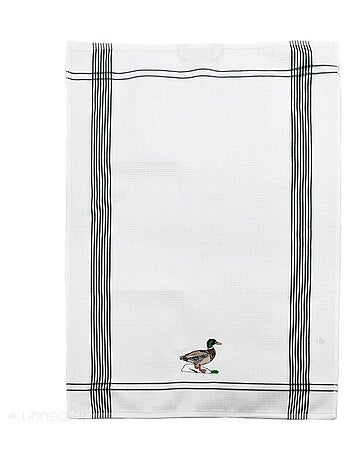 Torchon nid d'abeille WAFFLE brodé Canard