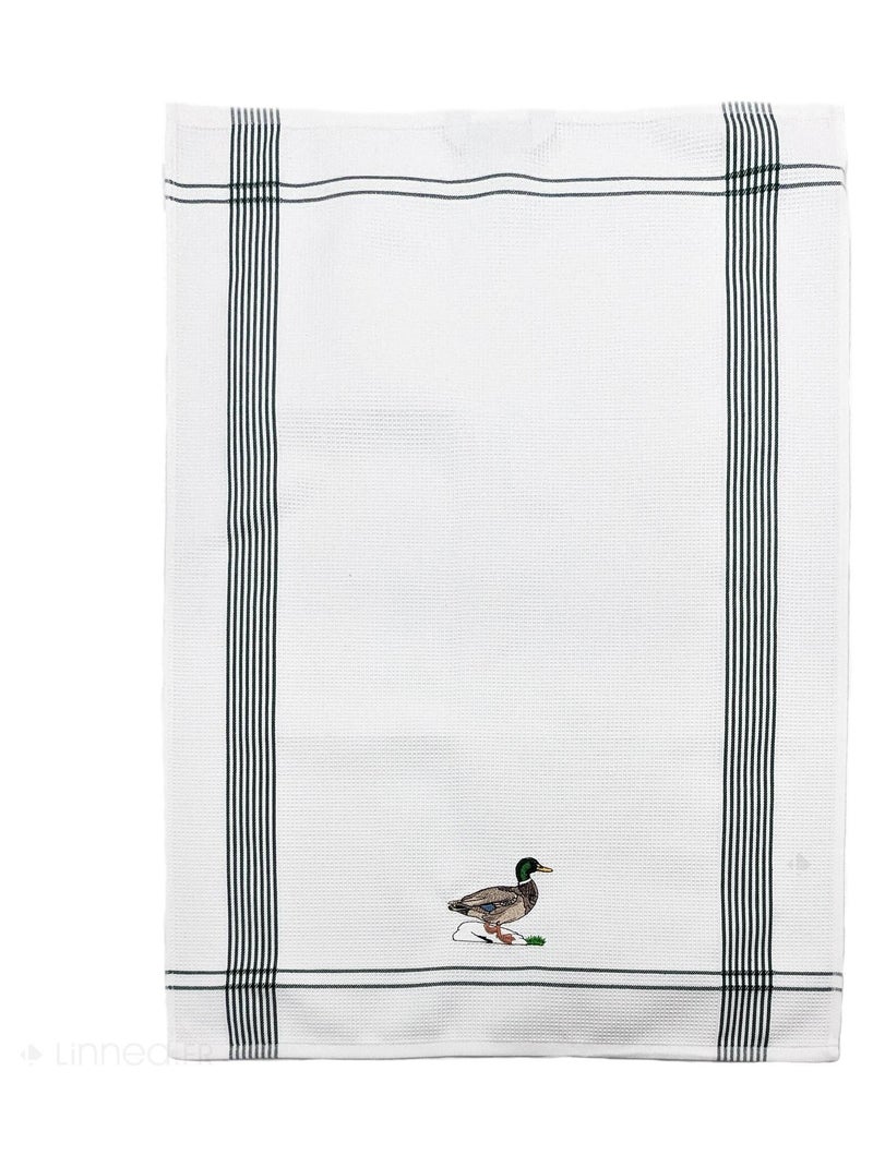Torchon nid d'abeille WAFFLE brodé Canard Vert - Kiabi