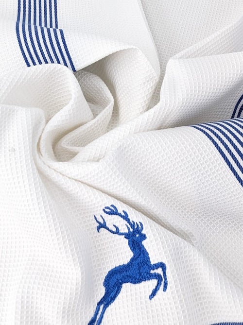 Torchon nid d'abeille WAFFLE brodé Cerf - Kiabi