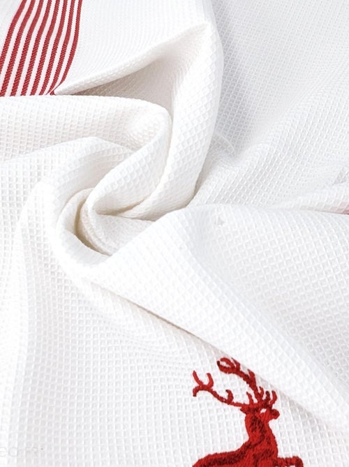 Torchon nid d'abeille WAFFLE brodé Cerf - Kiabi