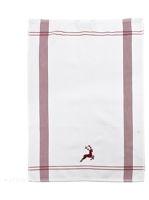 Torchon nid d'abeille WAFFLE brodé Cerf - Kiabi