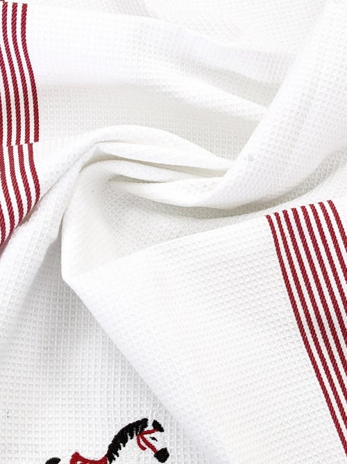 Torchon nid d'abeille WAFFLE brodé Cheval bascule - Kiabi