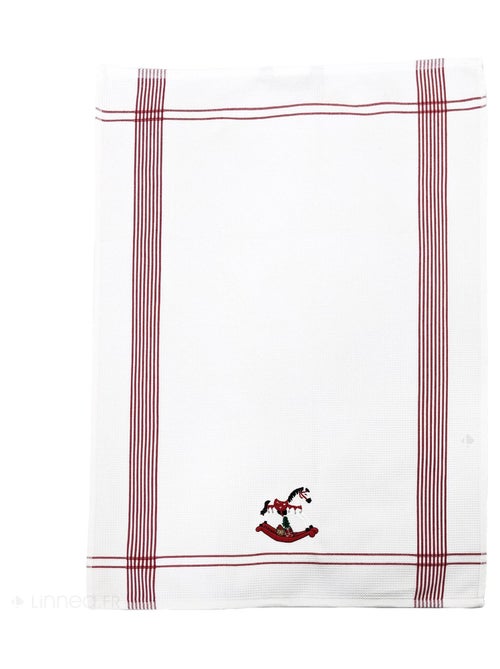 Torchon nid d'abeille WAFFLE brodé Cheval bascule - Kiabi