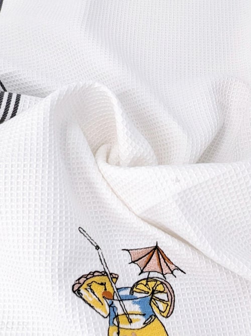 Torchon nid d'abeille WAFFLE brodé Cocktail - Kiabi