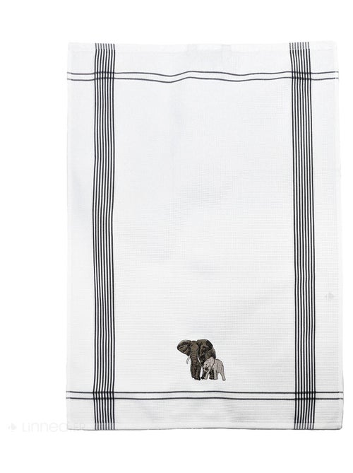 Torchon nid d'abeille WAFFLE brodé Éléphant - Kiabi