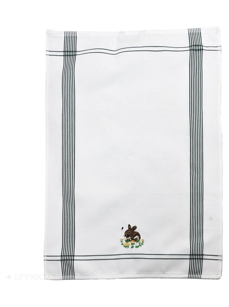 Torchon nid d'abeille WAFFLE brodé Lapin Vert - Kiabi