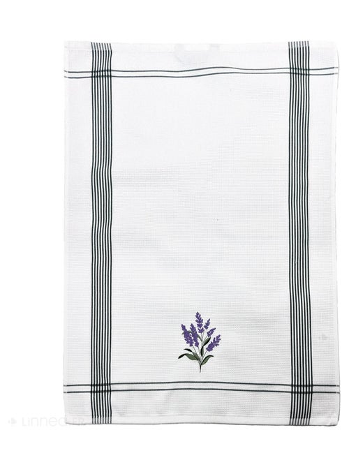 Torchon nid d'abeille WAFFLE brodé Lavande - Kiabi