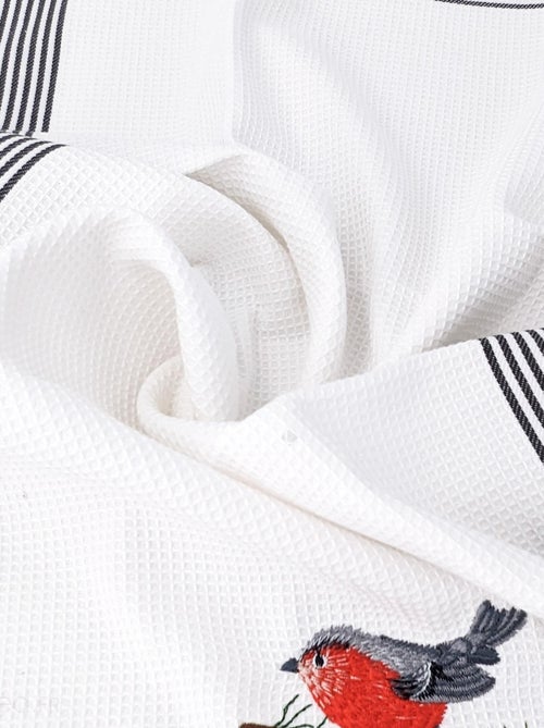 Torchon nid d'abeille WAFFLE brodé Merle - Kiabi