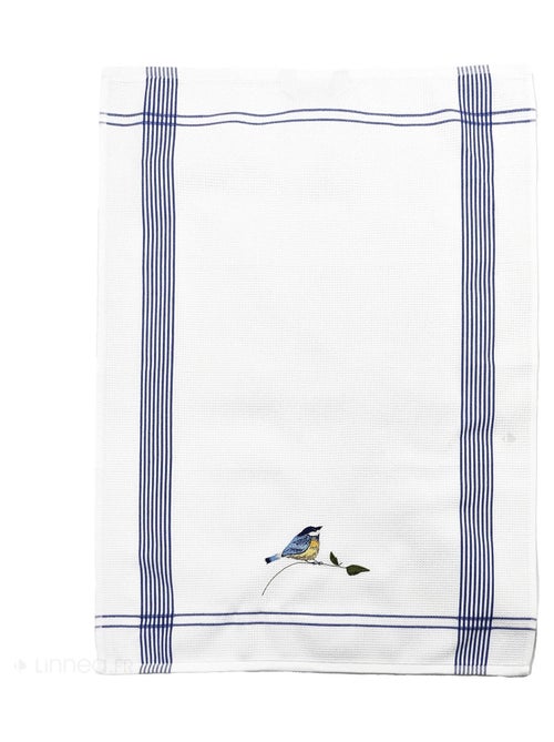 Torchon nid d'abeille WAFFLE brodé Oiseaux - Kiabi