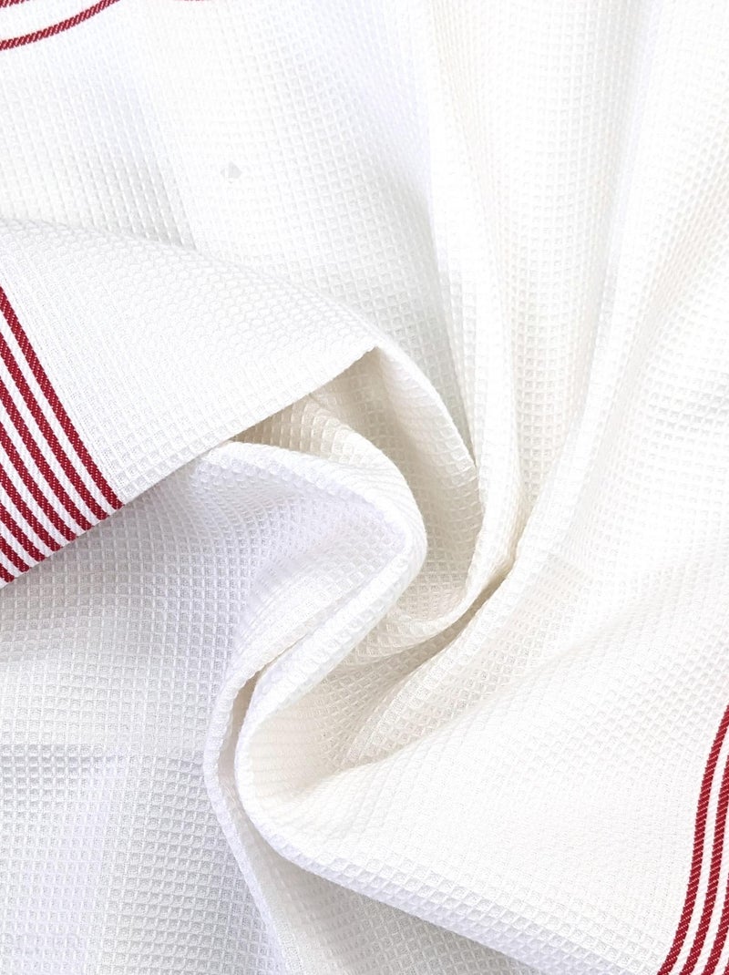 Torchon nid d'abeille WAFFLE brodé Tomate Rouge - Kiabi