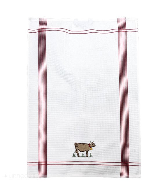 Torchon nid d'abeille WAFFLE brodé Vache - Kiabi