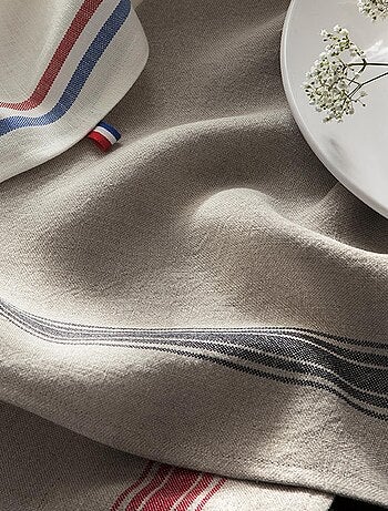 Torchon uni en lin, TRICOLORE