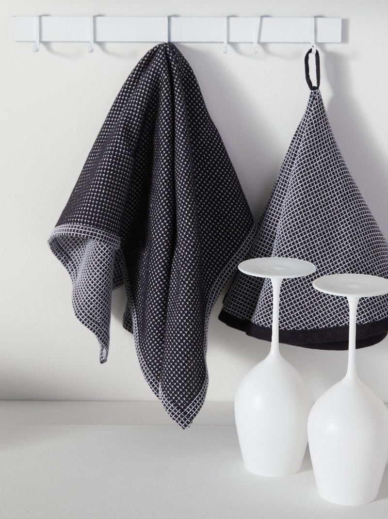 Torchon vaisselle rond coton KITCHEN Noir - Kiabi