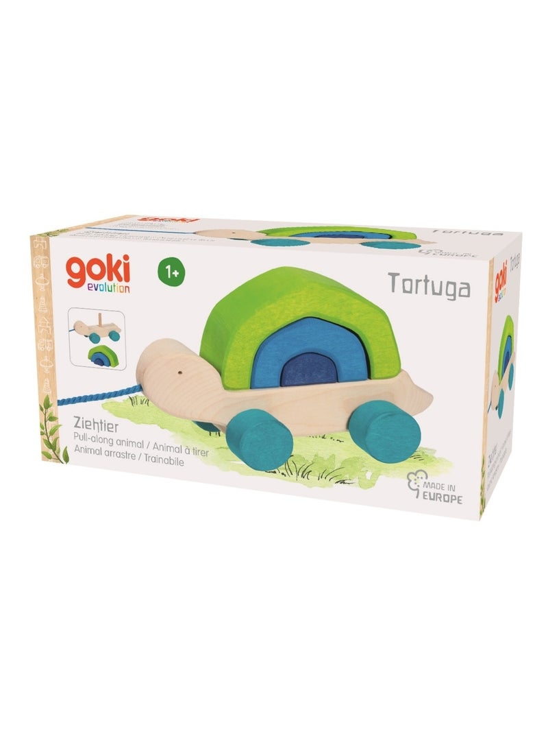 Tortuga tortue en bois à tirer Vert - Kiabi
