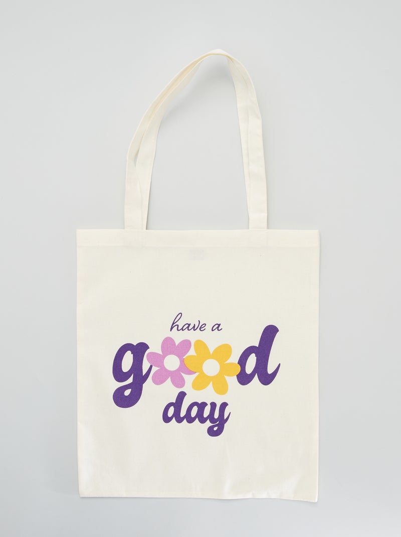 Tote bag à message Blanc - Kiabi