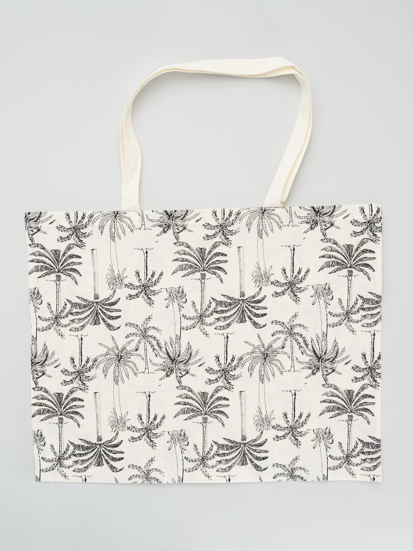 Tote bag à motif blanc palmiers - Kiabi