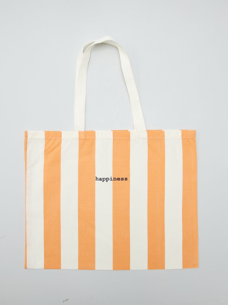 Tote bag à rayures Orange - Kiabi