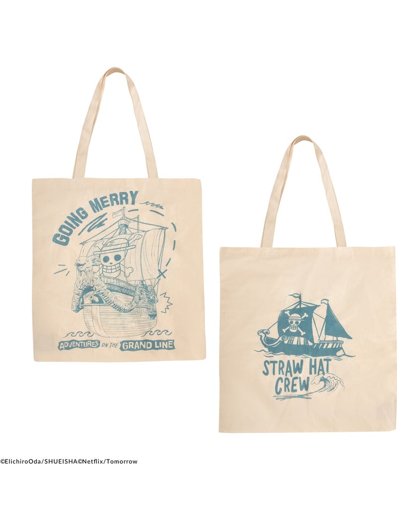 Tote Bag en Coton Équipage du Chapeau de Paille - One Piece Beige - Kiabi