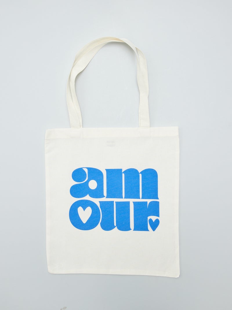 Tote bag imprimé 'amour' Ecru - Kiabi