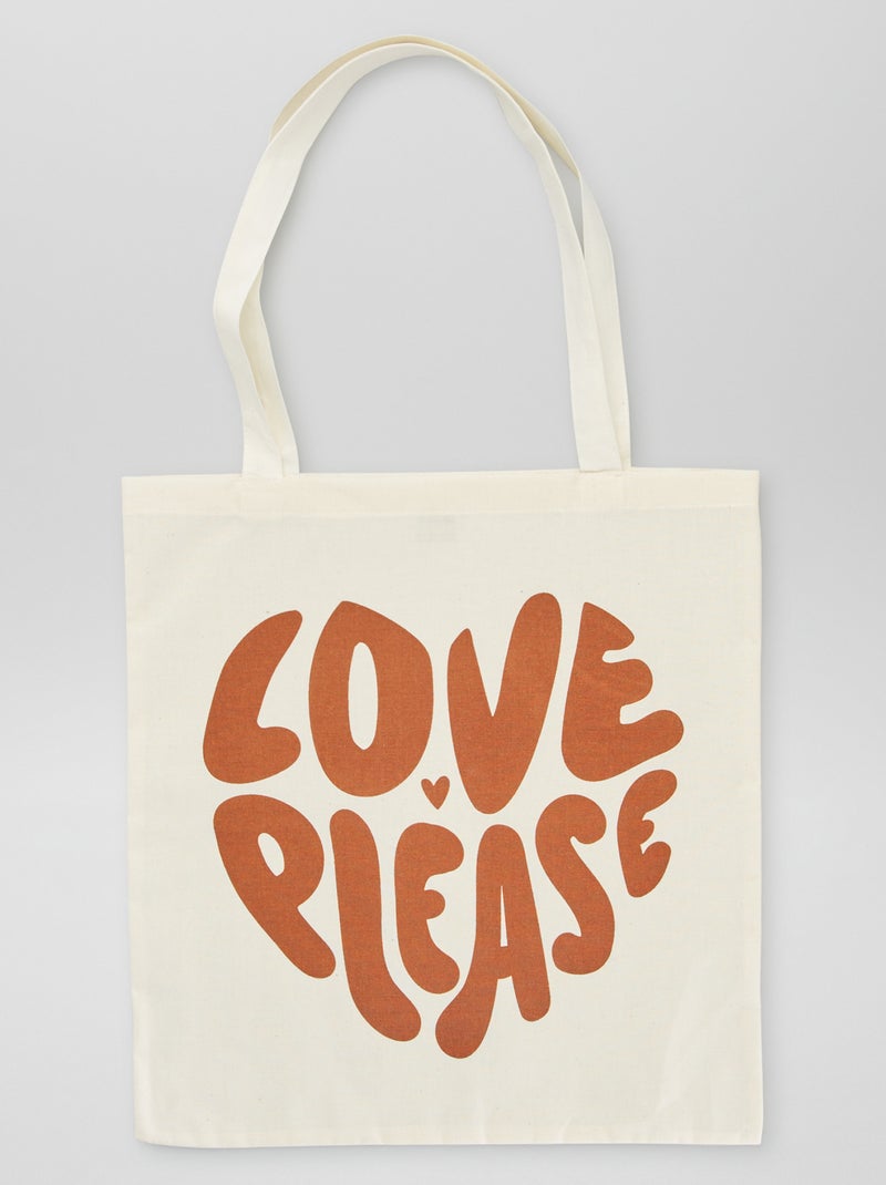 Tote bag imprimé Beige - Kiabi