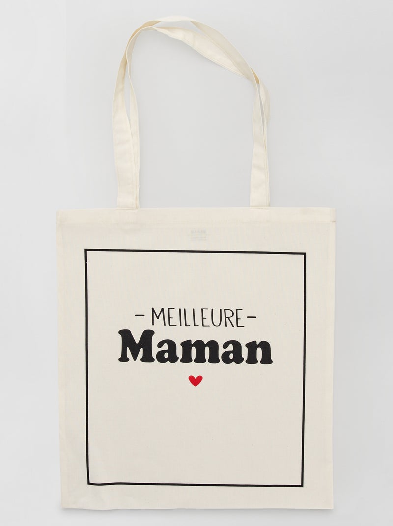 Tote bag imprimé blanc 'maman' - Kiabi