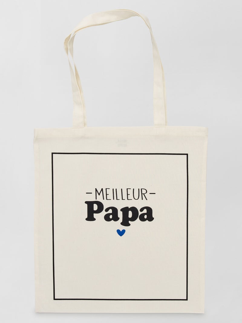Tote bag imprimé blanc 'papa' - Kiabi