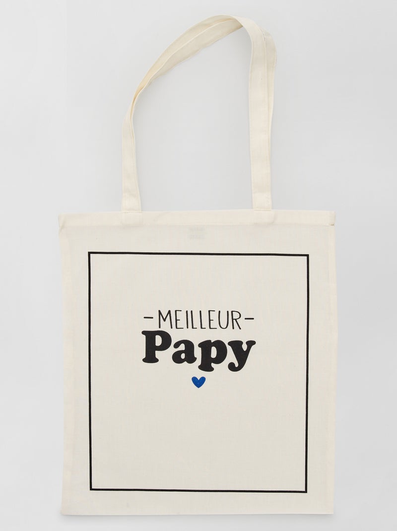 Tote bag imprimé blanc 'papy' - Kiabi