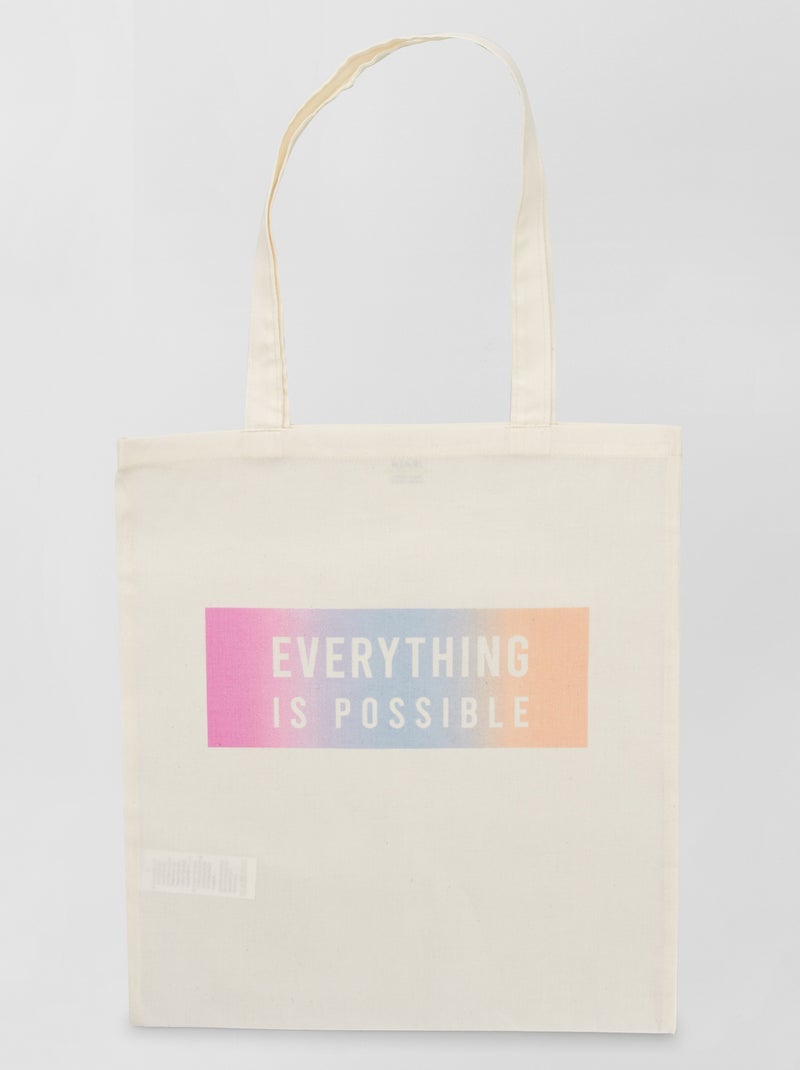 Tote bag imprimé blanc - Kiabi