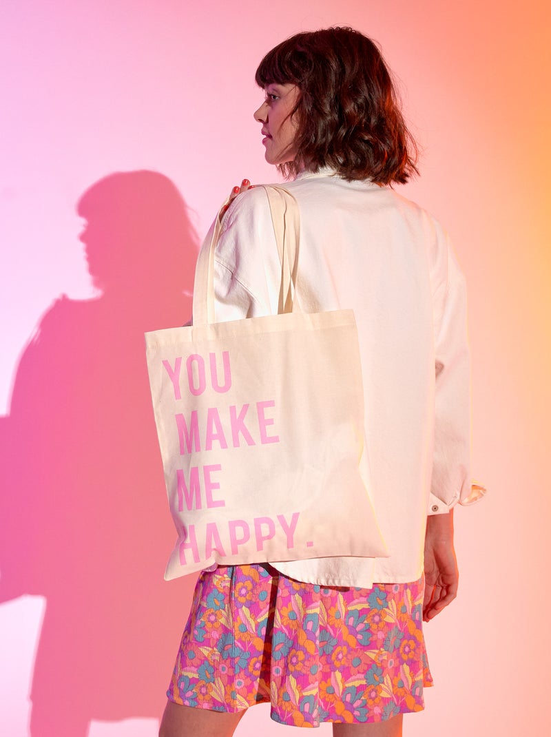 Tote bag imprimé Blanc - Kiabi