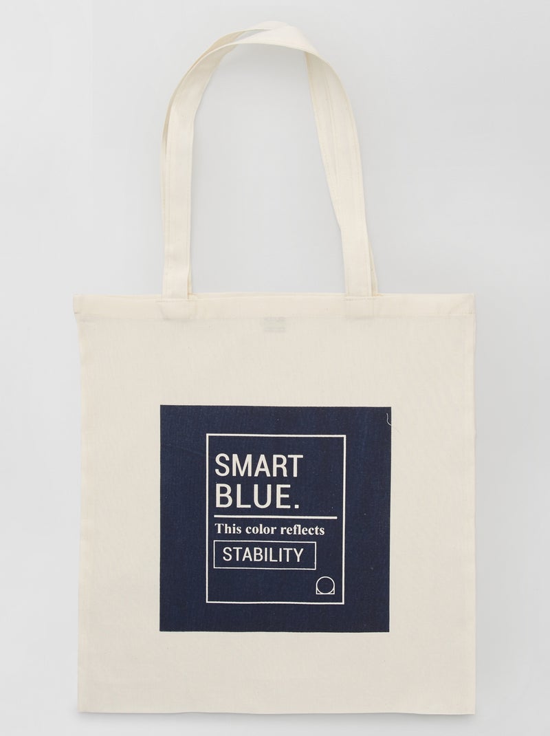 Tote bag imprimé blanc/bleu - Kiabi