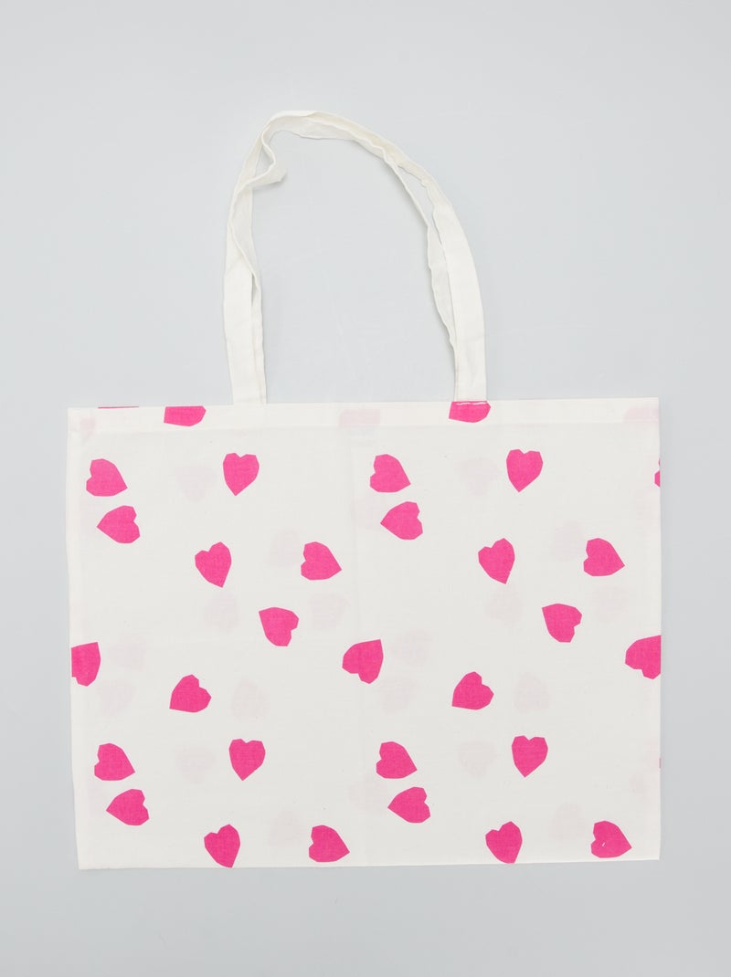 Tote bag imprimé Blanc/rose - Kiabi