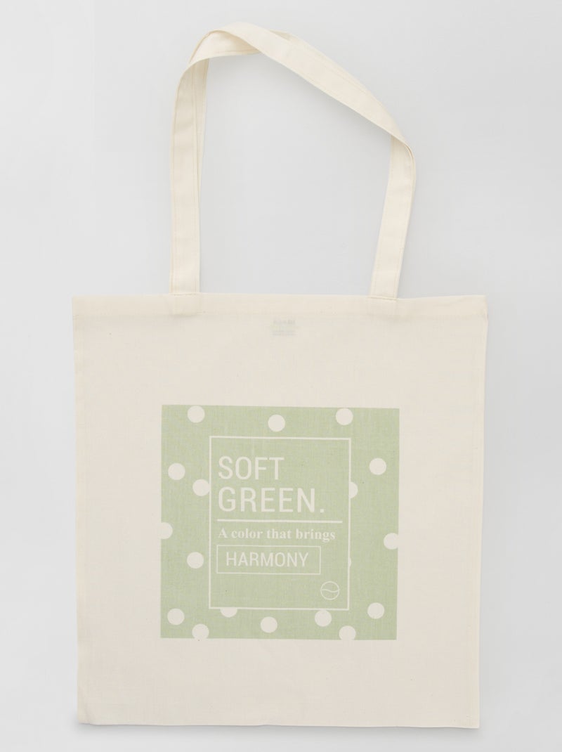 Tote bag imprimé blanc/vert - Kiabi