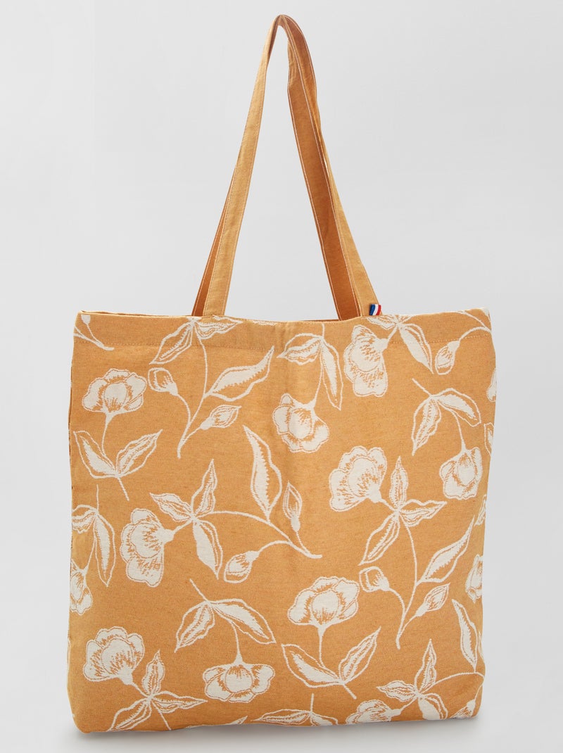 Tote bag imprimé 'fleurs' made-in-France jaune - Kiabi