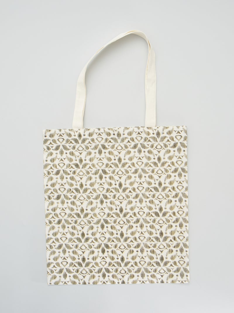Tote bag imprimé 'psychédélique' Blanc - Kiabi