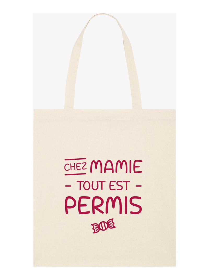 Totebag CHEZ MAMIE TOUT EST PERMIS Beige - Kiabi
