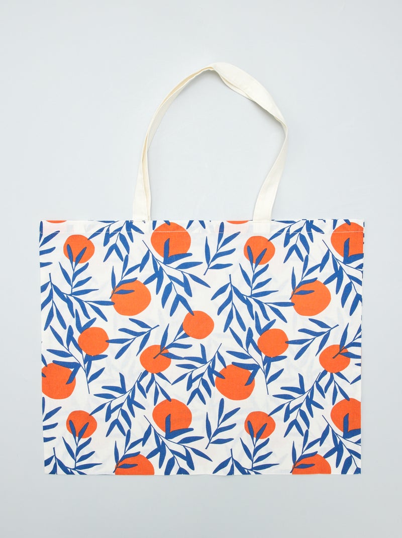 Totebag en tissu Beige/rouge - Kiabi