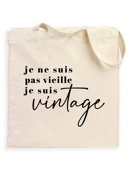 Totebag JE NE SUIS PAS VIEILLE JE SUIS VINTAGE - Kiabi