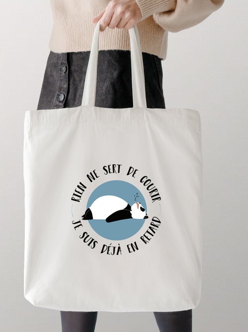 Totebag JE SUIS DEJA EN RETARD - Kiabi