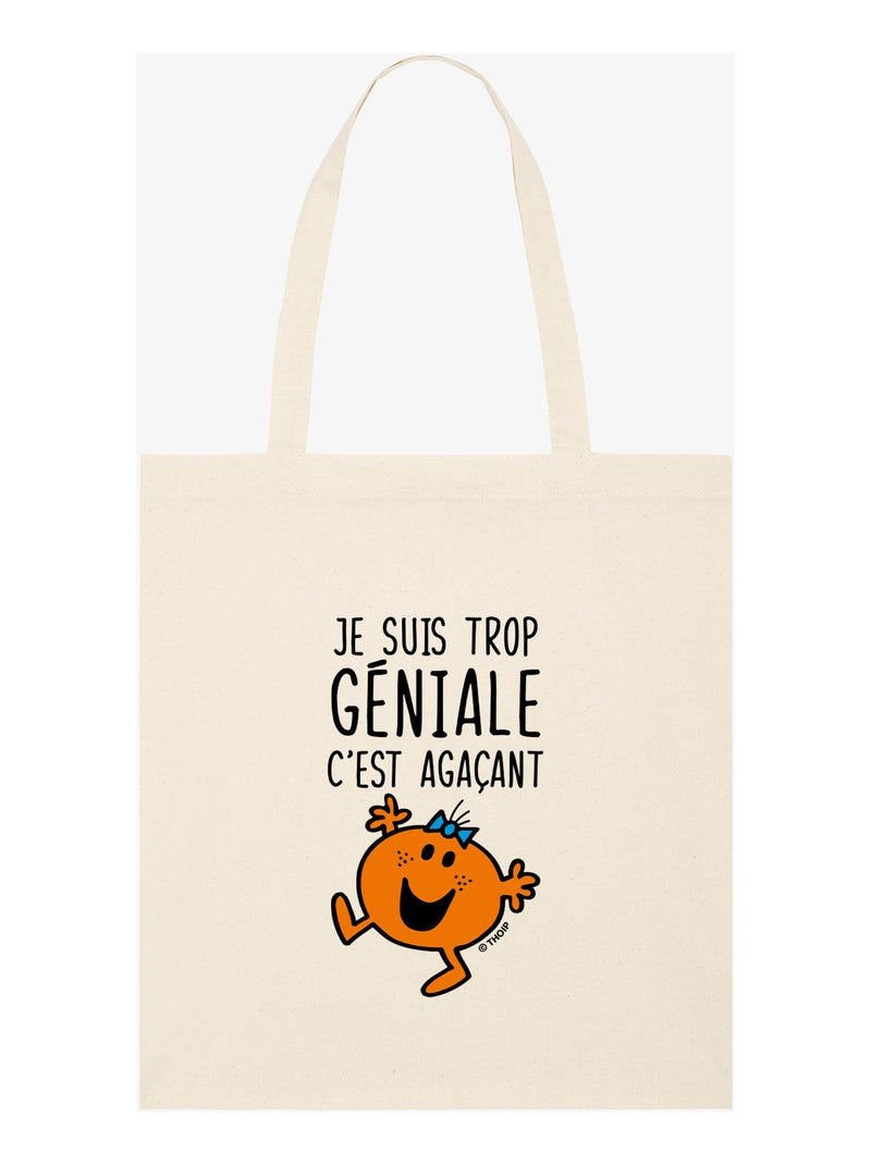 Totebag JE SUIS TROP GÉNIALE C'EST AGAÇANT Beige - Kiabi