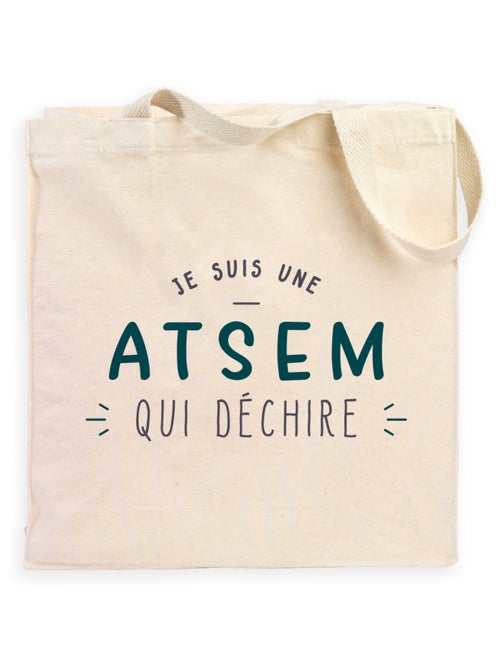Totebag JE SUIS UNE ATSEM QUI DÉCHIRE - Kiabi