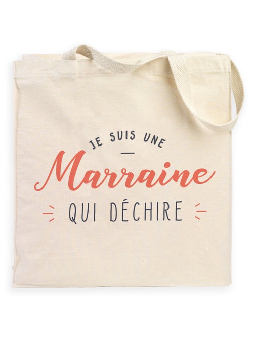 Totebag JE SUIS UNE MARRAINE QUI DÉCHIRE - Kiabi