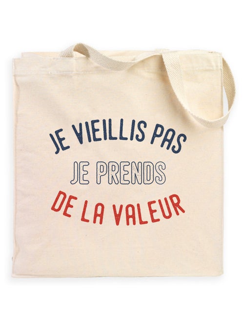 Totebag JE VIEILLIS PAS JE PRENDS DE LA VALEUR ENKR - Kiabi