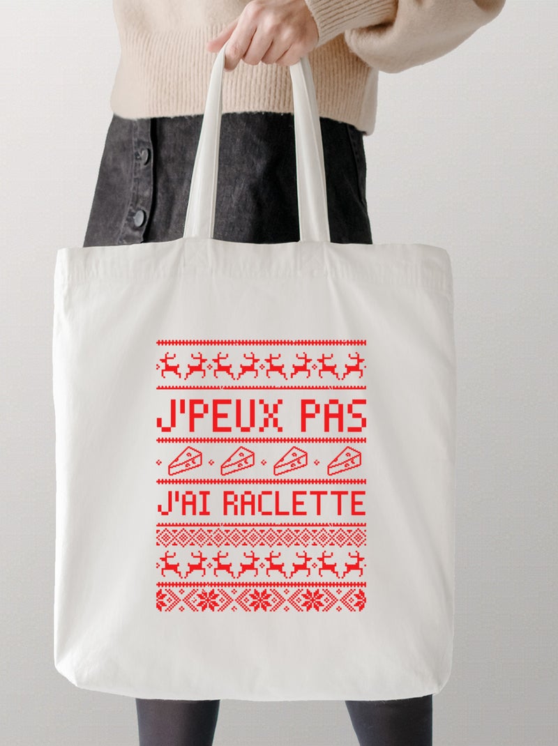 Totebag J'PEUX PAS J'AI RACLETTE Beige - Kiabi